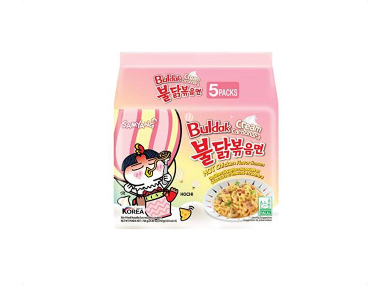 Samyang Hot Chicken CREAM CARBONARA Ramen Soup 5 Pack - Korea