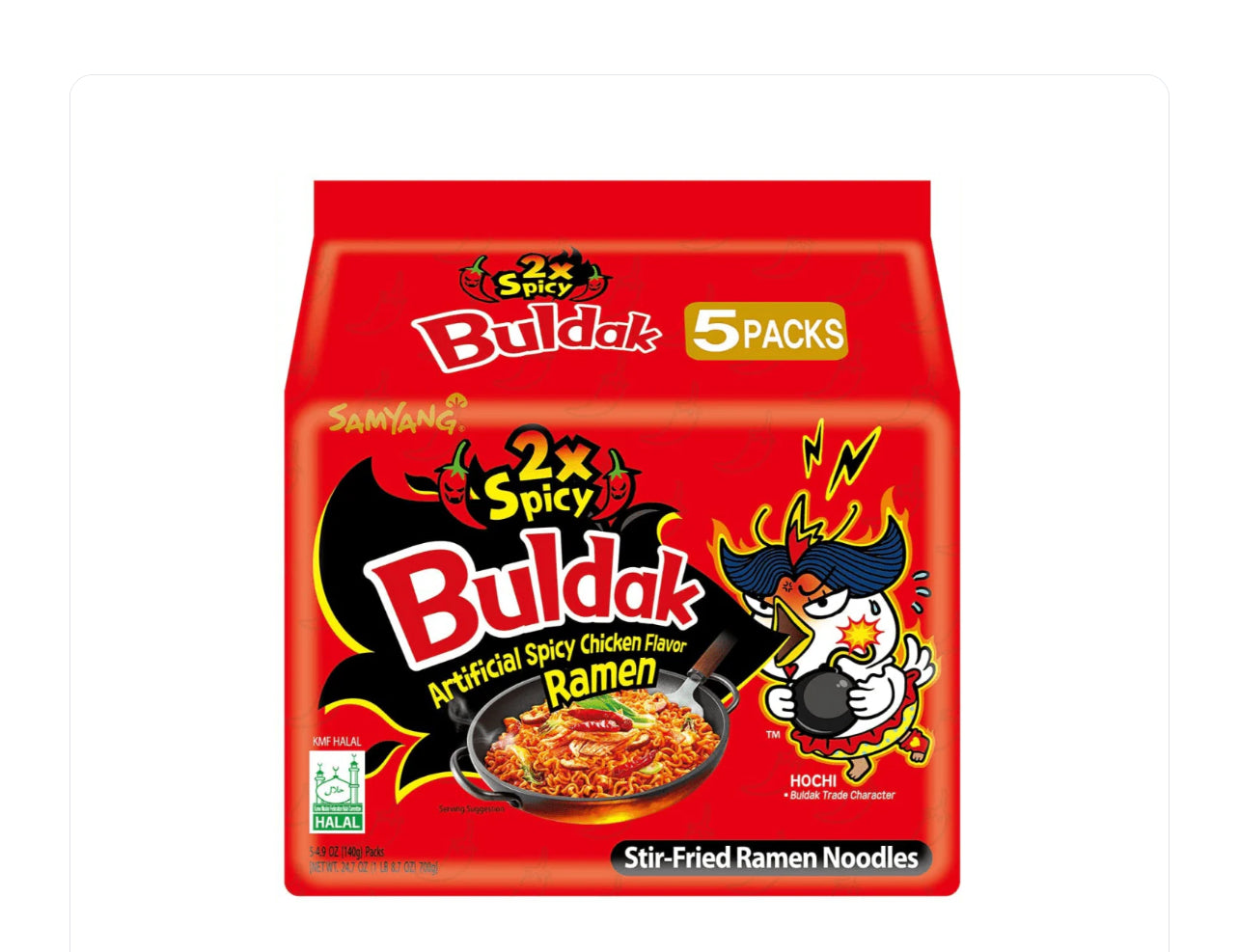 Samyang Buldak Spicy 2x Hot Chicken Ramen Soup 5 Pack - Korea